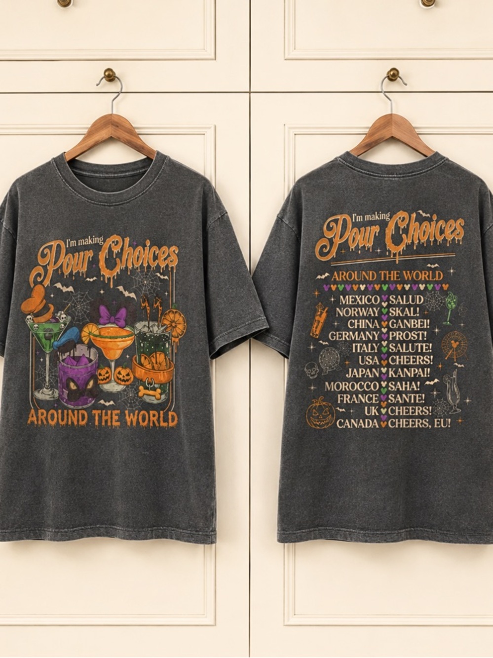 Disney Pour Choices Drinking Around The World Halloween Comfort Color T-Shirt